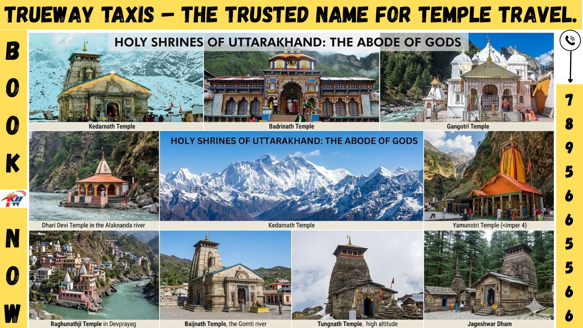 Temple tour taxi service in Uttarakhand by Trueway Taxis with comfortable cab for Char Dham and religious travel