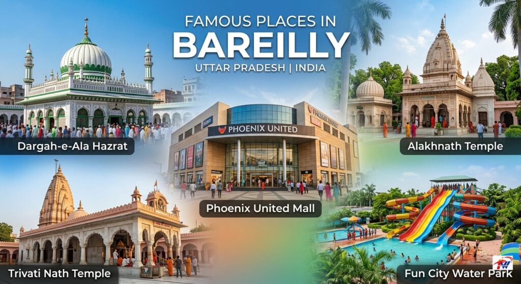 Top tourist attractions in Bareilly including temples, parks, and historical sites